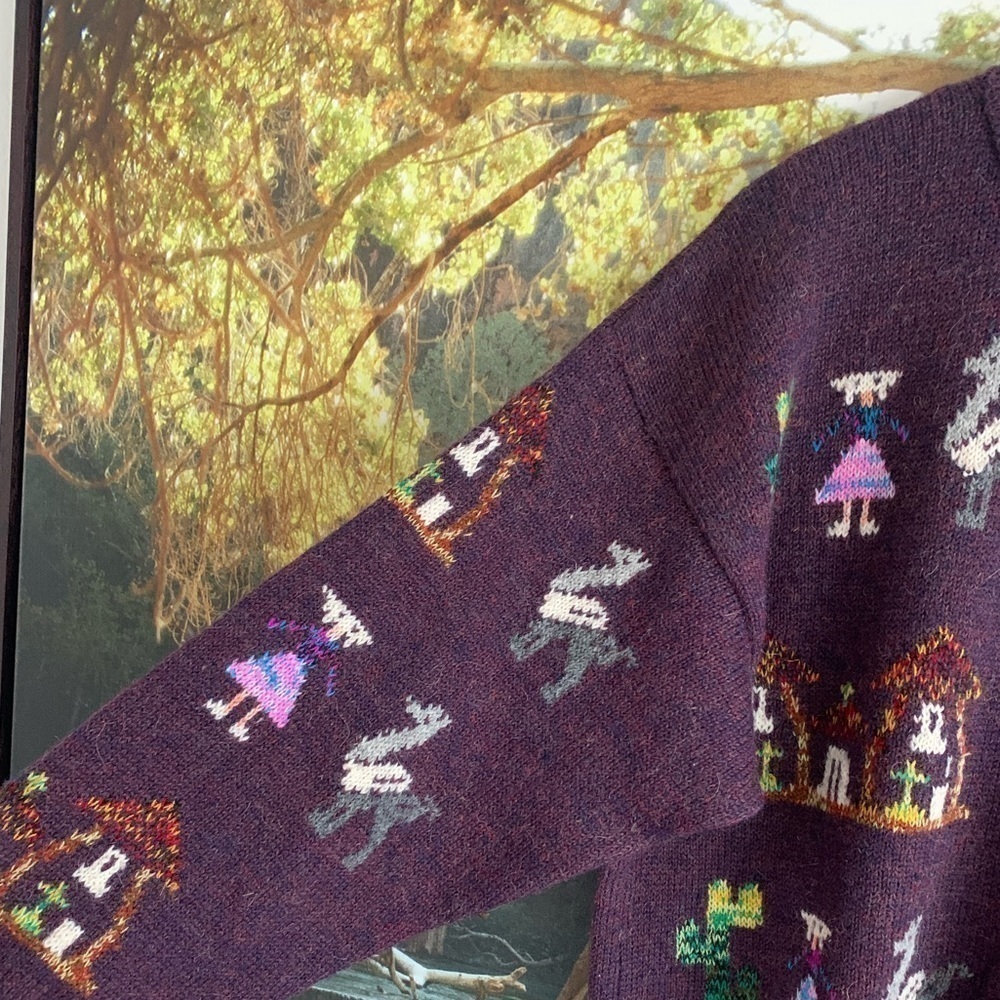 BABY ALPACA Women’s Medium Purple Knit Button Down Cardigan - Picture 4 of 15